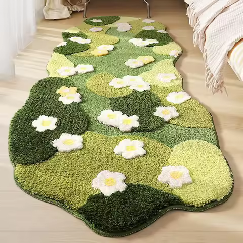 Three-Dimensional Carpet Fluffy Nordic 3D Lawn Moss Rugs Carpet Green Forest Irregular Floor Mat Flo