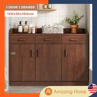 AmazingHome 3 Door 3 Drawer Kitchen Cabinet Dining Cabinet Sideboard Buffet Kabinet Dapur Almari