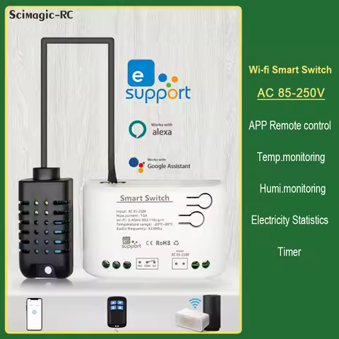 EWelink Smart 12V 24V 220V Temperature & Humidity Switch Passive Dry Contact Relay Thermostat Monito