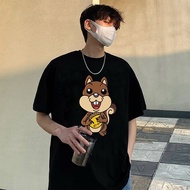 Dr.ew House American street brand loose autumn cotton smiley squirrel short sleeve T-shirt for men a