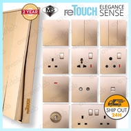 [CHAMPAGNE] reTouch Switch Elegance Sense 16A Wall Switch 13A 15A 20A Socket Plug Data TV Astro Outl