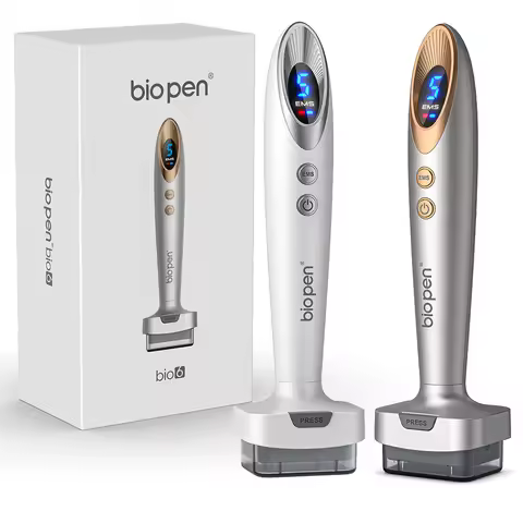 New Bio Derma Pen Bio6 Derma Stamp With 2 Roller Heads, LED Red/Blue Light,Microneedle Stamp 0.2mm N