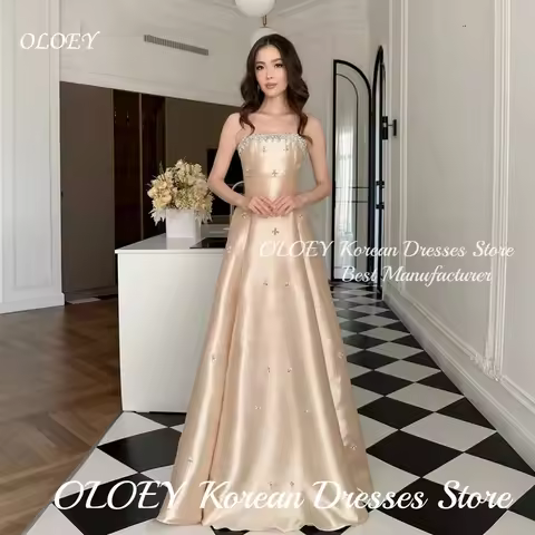 OLOEY Exquisite Champagne Rainstoned Strapless Arabic Evening Dresses Customized Women Party Dress F