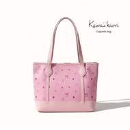 “ Coquette Bag “ 13 x 10 inches leather tote bag for school bag for office. Pink coquette bag, white