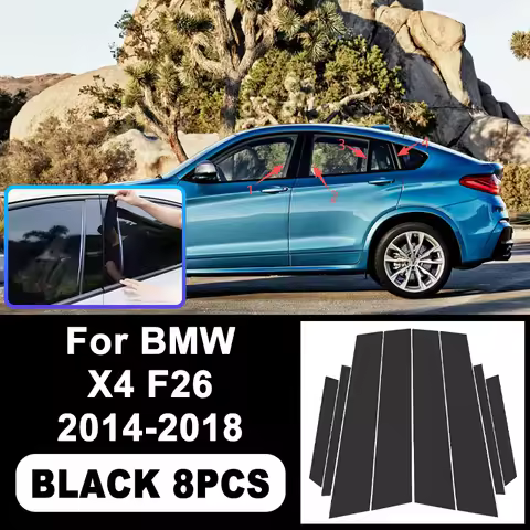 For BMW X4 F26 2014-2018 B/C Pillar Stickers - PC Window Decorative Trim for Middle Pillar,Car Exter