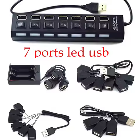 1set LED DIY Light Accessories Building Block Street Black 7 USB Ports For LED Light Kit 10220 10260