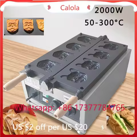 4PCS Cartoon Dog Head Taiyaki Machine XEOLEO 3000W Non-Stick Puppy Shape Waffle Maker