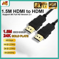 1.5M 8K HDMI to HDMI Cable V2.1/ HDMI Male to HDMI Male Cable 1.5 meter (Support 8K, Full HD)  Version 2.1