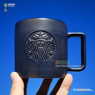 Ins Starbucks Cup Starbucks 2018 Selection/Selection Shop Retro Glaze Industrial Style Cement Texture Cool Black Mug 12oz