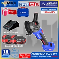 🛒READY STOCK🛒 AKAIDO AKM100BLX-PLUS 21V Cordless Brushless Angle Grinder 100mm (4") ( RAPID STOP )
