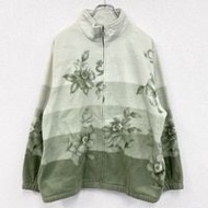 เสื้อแจ็คเก็ตขนแกะซิปเต็มตัว Alfred Dunner มือสอง สีเขียว ไซส์ M