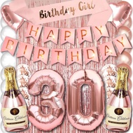(SG SELLER) 30th Birthday Decorations, 30th Birthday Balloon, Rose Gold Birthday Decorations Set 30 