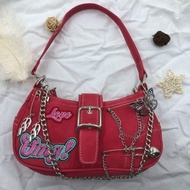Y2K Sweet Cool Female Bag Chain Niche Millennium Hot Girl Diagonal Portable Underarm Bag abg Retro S