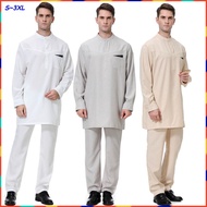 in stock 2 PCS Suit Baju Raya 2021 Baju Jubah Lelaki Budak Abaya Seluar Putih Jubah Muslimah Blouse 