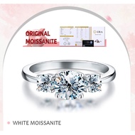Ring 3 stone diamond 1.06CT moissanite Ring 925 sterling silver 18K White Gold GRA MEMO