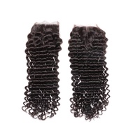 100% Human Hair 8a Peruvian Human Hair Deep Wave 4*4 Lace Frontal Closure  For Female