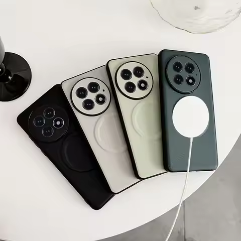 Plain Leather Built-in Magsafe Magnetic Ring Phone Case For OnePlus 13R 13 12 Oneplus Ace 5 Pro Ace5