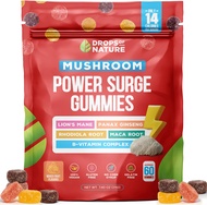 Mushroom Supplement Power Surge Gummies - Lions Mane, Maca Root, Panax Ginseng, Vitamin B12 & Rhodio
