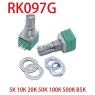 5pcs RK097G 5K 10K 20K 50K 100K 500K B5K with a switch audio 6pin shaft 15mm  amplifier sealing pote