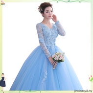 Blue & Salmon Pink Gaun Malam Pengantin Panjang Pakaian Emcee MAXI Dress Waistband Elegant Long Gala