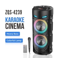 ZQS-4239 Wireless Bluetooth Speaker with Led Light Karaoke Subwoofers Outdoor Speaker with Microphon