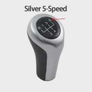 Car 5 6 Speed Leather Gear Silver Shift Knob Carbon Look for BMW 1 3 5 6er E46 E53 E60 E61 E63 E81 E