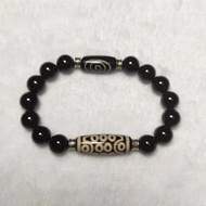 Men/Women`s Jewelry Bracelet Tibetan Spiral Ruyi 21 Eyes Totem Amulet DZI Bead 10mm Agate Beads Stri