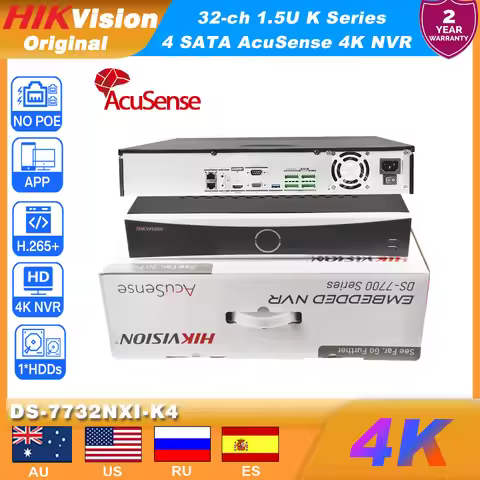 Hikvision DS-7732NXI-K4 4K 1.5U 32CH Network Video Recorder NO POE Acusense 4SATA NVR 12MP AI By Cam