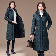 Thick Diamond Pattern Down Cotton Jacket - Slim-Fitting for Mature Women | U4JZ