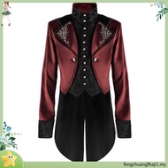 Men Victorian Medieval Coat Punk Tuxedo Halloween Cosplay Costume Tailcoat Gothic Steampunk Trench F