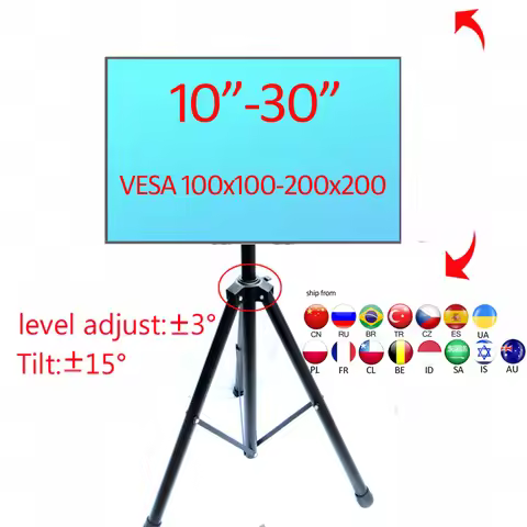 DLS-12ST new 1100-1600mm 50kg Universal height adjustable 10"-30" tilt LCD tv floor tripod stand 100