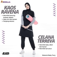 Rocella Maldini Baju olahraga wanita Model Tunik 1set Kaos Ravena dan Celana Terreva olahraga senam
