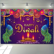 7x5ft Happy Diwali Photography Backdrop India Festival of Lights Peacock Diwali Backdrop Decorations Party Supplies Background for Indoor Outdoor Garden Party Home Decor