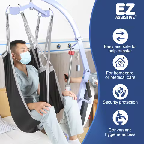 EZ Assistive Durable Patient Transfer Lift Sling Divided Leg Sling with Handles Hoist Low Back for D