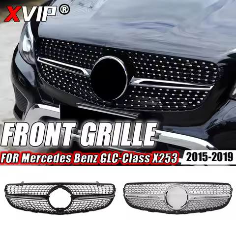 XVIP Chrome Silver Diamonds Style Front Racing Grille For Mercedes Benz GLC-Class X253 2015-2019 GLC