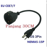 Cable Extension US plug to CEE 7/7 Schuko