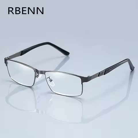 RBENN Stainless Steel Men Business Reading Glasses Full Frame Metal Presbyopia Optical Eyeglasses +0