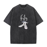 Fih Shoes Fish Funny Misspelled Humor Washed Vintage T-Shirt Fisherman Fih-Calling Y2k Design Graphi