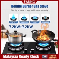Fanno 7.2kW Double Burner Gas Stove Tempered Glass Liquefied Gas Stove Household Kitchen Cooktop Coo