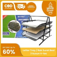 New- Letter Tray V-Tec 3-Tier Iron Letter Rack/