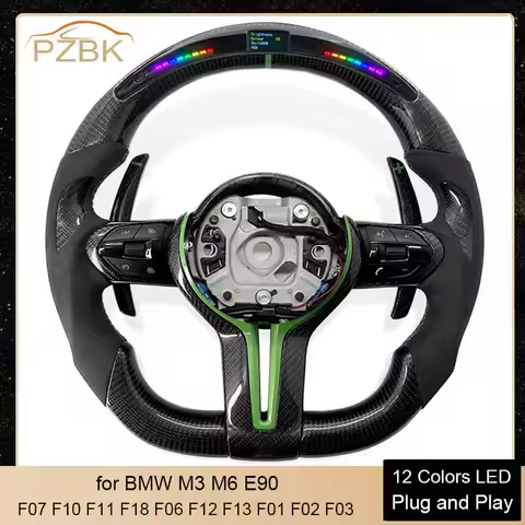12 Colors LED Carbon Car Steering Wheel for BMW M3 F10 F20 F30 F32 M4 F82 335i E90 325i M5 550i F83 