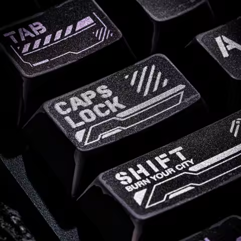 Cyber Ruins Keycaps Black Cool PBT Heat Sublimation Customized Machine Transparent Keyboard Keycaps