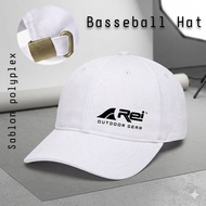 Topi Baseball Putih dari 4Rei Outdoor Gear dengan Bahan Rafel daimaru Sablon dtf/Polyplex Fit untuk