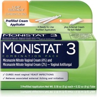 Monistat 3-Day Yeast Infection Treatment | Prefilled Cream + External Itch Relief Cream