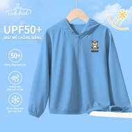 Richkid baby sun protection shirt, BE6 Bear print, Ice Text fabric, instant cooling ventilation, UV 