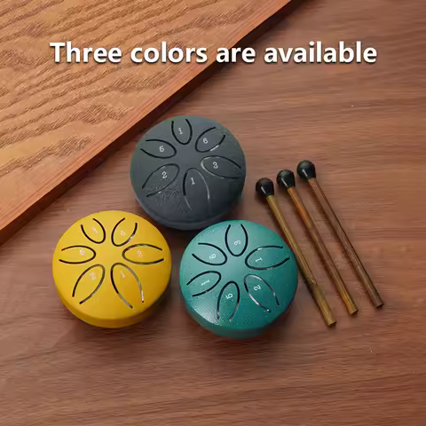 Steel Tongue Drum 3 Inch 6 Notes Percussion Instrument Balmy Drum with Drum Mallets for Meditation Y