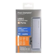 First Champion - USB-C 集線器 - 7合1 (雙USB-C) with HDMI, USB-C, USB-A, Ethernet &amp; Card Reader
