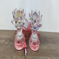 [HCM]Bộ 2 chiếc đèn thờ hoa sen pha lê đổi màu cắm điện - 501 ( màu ) - D8/11 x H12 cm