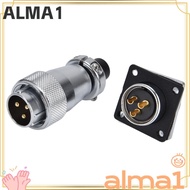 ALMA Aviation Connector, 3Pin AC 500V 25A Aviation Male Female Plug, Wire Connector Stable Panel Mou