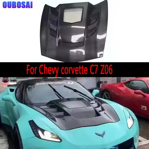 For Chevy corvette C7 Z06 Carbon Fiber Hood Engine Cover Hood Car Headliner Hood Cover 2014-2019 bod